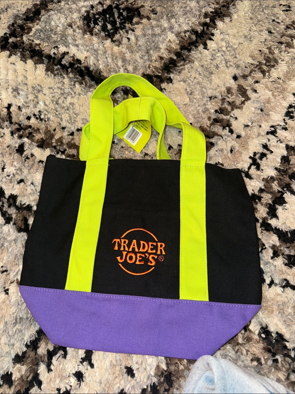 NWT Trader Joe’s Trick Or Treat Colorblock Mini Canvas Tote Bag